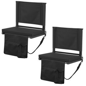 Stadium Seat, Folding Bleacher Seat with Back Support and Thick Cushion, Padded Stadium Seats for Bleacher Includes Shoulder Strap, Hooks, Cup Ho