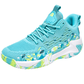 Men's Shoes Basketball Breathable Cushioning Non-Slip Sports Shoes Gym Training Athletic Basketball Sneakers Women (Color: Green, size: 43)