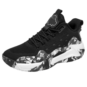 Men's Shoes Basketball Breathable Cushioning Non-Slip Sports Shoes Gym Training Athletic Basketball Sneakers Women (Color: black and white, size: 39)