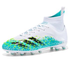 Men's and women's football shoes youth long spike broken spike professional football sneakers (Color: White Moon (Spike), size: 40)