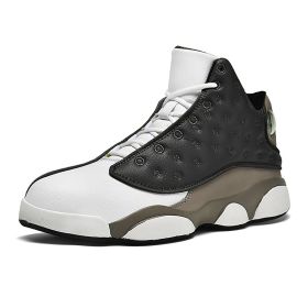 JJ tiger Big size men's basketball shoes Rubber soles ring men's shoes (35-47 Optional) (Color: Gray, size: 47)
