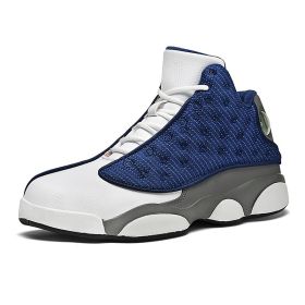 JJ tiger Big size men's basketball shoes Rubber soles ring men's shoes (35-47 Optional) (Color: Blue, size: 39)
