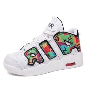 New men's and women's trend fashion personality basketball sneakers fashion match men's sneakers 5 colors (Color: Colorful graffiti, size: 40)
