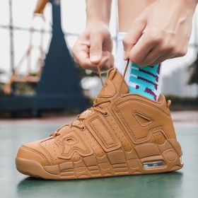 New men's and women's trend fashion personality basketball sneakers fashion match men's sneakers 5 colors (Color: wheat colored, size: 39)