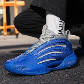 New men's trend fashion sports basketball shoes couple shoes basketball shoes men running sneakers (Color: Blue, size: 45)