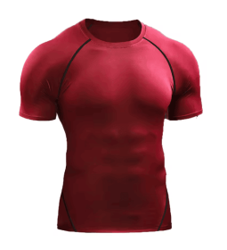 Compression T Shirt Men Sportswear Running T-shirt Dry Sport Tops (Color: Red, size: S)