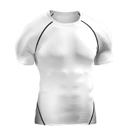 Compression T Shirt Men Sportswear Running T-shirt Dry Sport Tops (Color: White, size: XL)