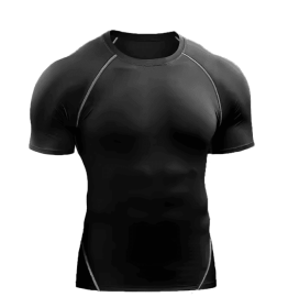 Compression T Shirt Men Sportswear Running T-shirt Dry Sport Tops (Color: black 1, size: XXL)