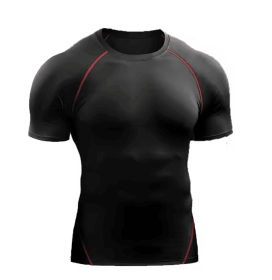 Compression T Shirt Men Sportswear Running T-shirt Dry Sport Tops (Color: black 2, size: S)