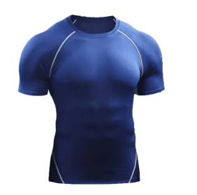 Compression T Shirt Men Sportswear Running T-shirt Dry Sport Tops (Color: Blue, size: XXL)