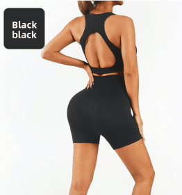 Workout Sets for Women 2 Piece High Waisted Seamless Leggings with Padded Stretchy Sports Bra Sets Gym Clothes (Color: Black, size: XL)