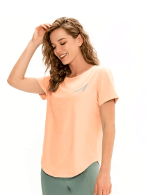 Women's Performance Short Sleeve Shirt (Light Peach: Light Peach, size: medium)