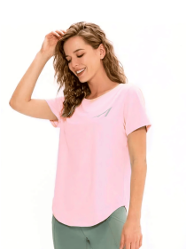 Women's Performance Short Sleeve Shirt (Light Peach: Light Pink, size: large)