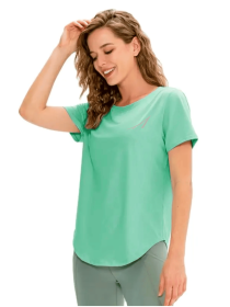 Women's Performance Short Sleeve Shirt (Light Peach: Ultra Mint, size: medium)